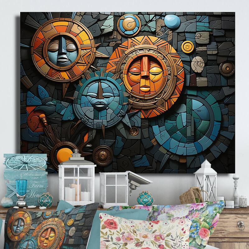 Designart "African Cultural Mosaic" African Metal Wall Art Bed Bath